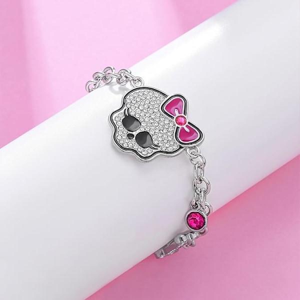 Y2K Kraniearmbånd til Kvinder y2k Pink Kraniearmbånd Rhinestone Skelet Link Kæde Armbånd Halloween Smykker