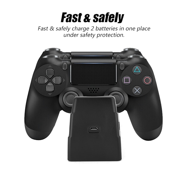 Dual Gamepad Lader Strømforsyning Ladestasjon Stativ for PS4/SLIM/PRO