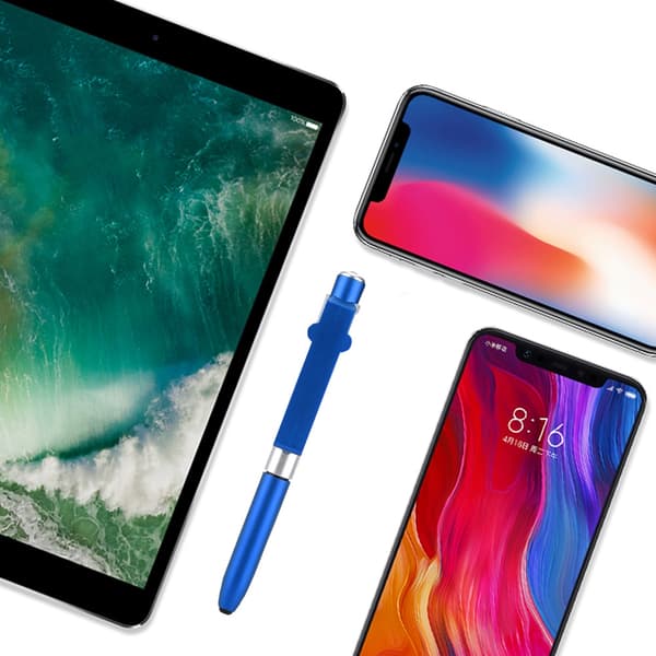 4 i 1 Touch Screen Kapacitiv Kuglepen Med LED Lys Til Tablet(Blå)