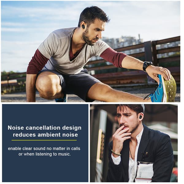 Trådløse Bluetooth-hodetelefoner Ørepropper Støyreduserende Ørepropp med Laderetui (Grå)