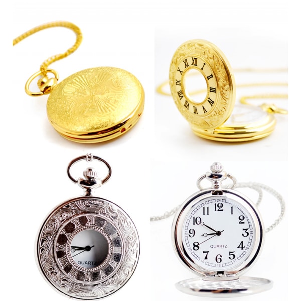 Vintage roomalaisilla numeroilla mittakaavallinen watch ketjulla, hopea