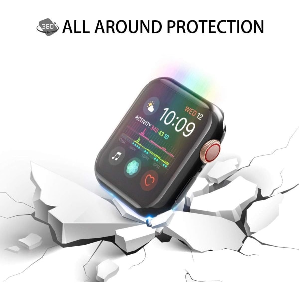[2-Pack]38 mm etui til Apple Watch Screen Protector, samlet beskyttende etui TPU HD ultratyndt cover (1 sort+1 gennemsigtig)