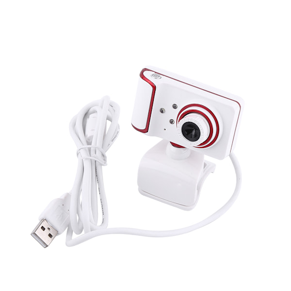 16M Pixel HD Webcam Clip-on  3 LED Rotatable Web Camera For PC Computer White + Red