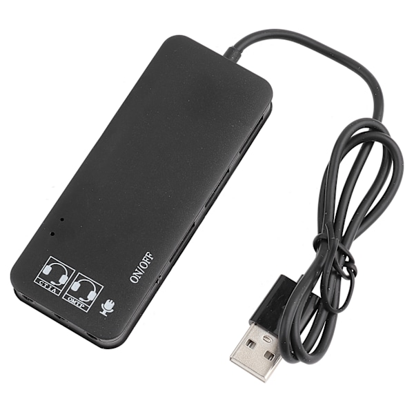 USB 2.0 Hub TIL 3 port USB 2.0 + Hodetelefon  Mikrofon med 7.1CH Lydadapter Port Splitter Svart