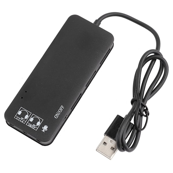 USB 2.0 Hub TIL 3 port USB 2.0 + Hovedtelefon  Mikrofon w 7.1CH Lydadapter Port Splitter Sort