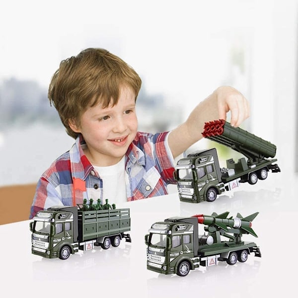 1/48 Legering i metall Dragbaksfordon Leksaker, Militärmodell Lastbil Transportfordon Modell Leksaksbilar Bilgåva för pojkar flickor samling