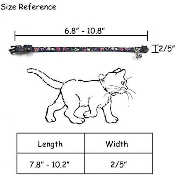 4 st kattkragar säkerhetslås med klocka - justerbart kattkrage med litet blommigt färgglatt mönstrat mjukt starkt nylonband för katt, valp, kattunge