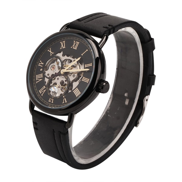 FORSINING Fashionabla watch Mekanisk halvautomatisk watch med ihåligt mönster (svart ytsvart case )