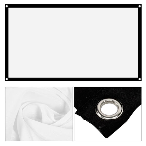 16:9 Tykk bærbar ikke-krøll myk hvit polyester projektor gardin projeksjonsskjerm (72 tommer)