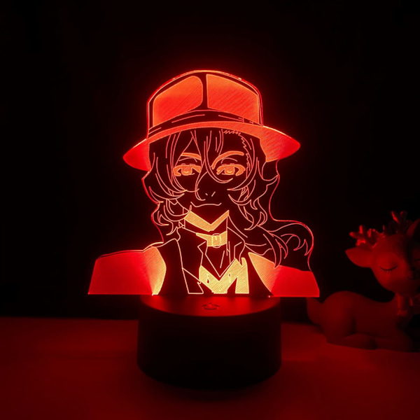 Bungo Stray Dogs LED Nattlampa för Sovrumsdekoration Present Färgglad Nattlampa Anime Waifu 3D Lampa Nakahara