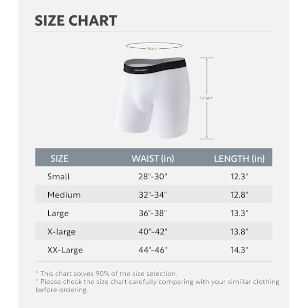 Miesten alusvaatteet ComfortSoft kosteutta siirtävät, hengittävät puuvillaiset bokserit miehille 6 kpl White M