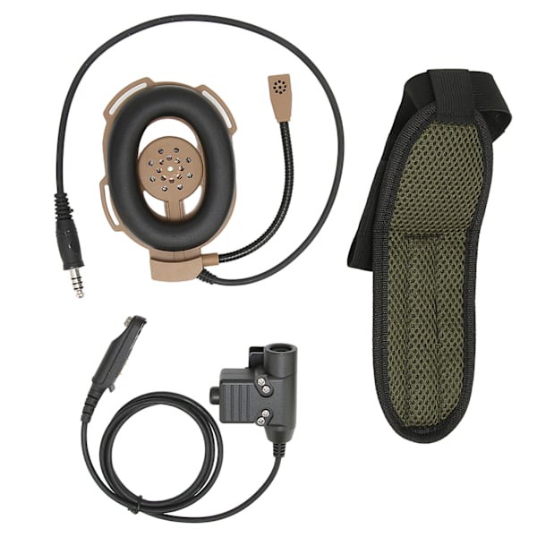 Hjälm Enkelsidig Headset Justerbara Militärhörlurar med U94 PTT för Baofeng UV9R UV9R PLUS UVXR BF9700(Brun )
