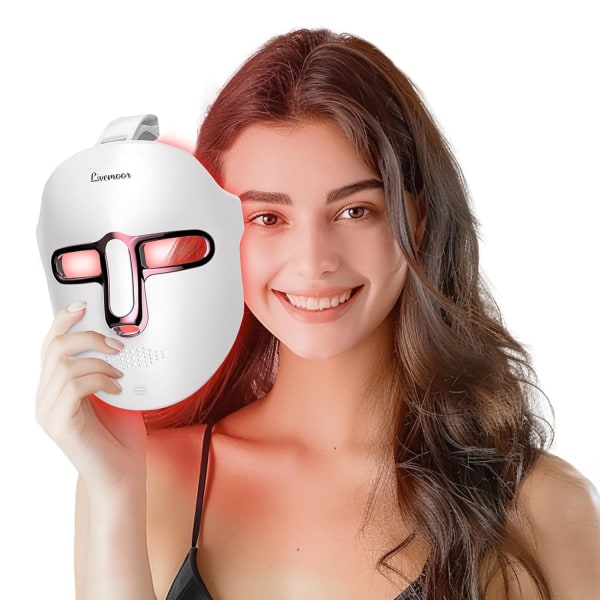 Led ansiktsmask ljusterapi hemma, blå rött ljus terapi mask för ansikte, 7 färger LED ansiktsmask ljusterapi White 0002