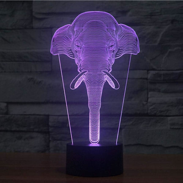3D LED Vildvarg Optisk Illusion Nattlampa, 7 Färgbytande Touch-brytare USB-driven Sovrumsdekoration Skrivbordslampa