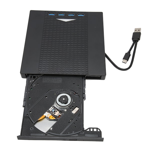 Extern DVD-enhet USB 3.0 Lågbrus Andningsljus Minneskortplats Plug and Play DVD-brännare för bärbar dator