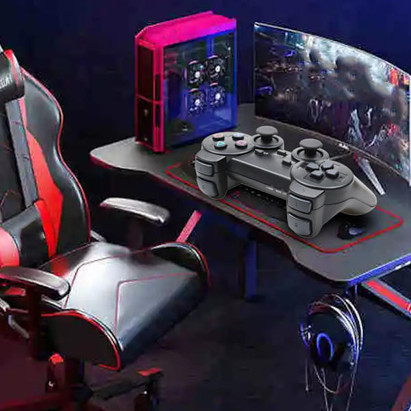 Trådlös spelkontroll Dubbel vibration 2,4 GHz Fördröjningsfri fjärrkontroll Gamepad för PS2 Svart