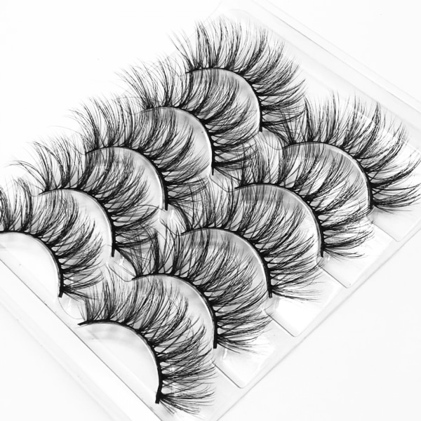 Lösögonfransar, 3D Faux Mink falska ögonfransar Handgjorda Dramatiska tjocka korsade kluster lösögonfransar Svart Natur Fluffig Lång Mjuk Återanvändbar