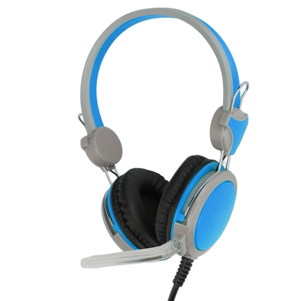 Gaming Headset Støydempende Stereo Ergonomisk Kablet Dataspill Hodetelefon med Mikrofon for PC Blå