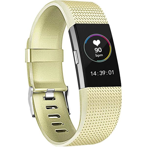 Smartwatch, armbåndsrem udskiftningsrem kompatibel med Fitbit charge 2, klassiske og specielle justerbare sportsarmbånd（Metal-Gold-S）