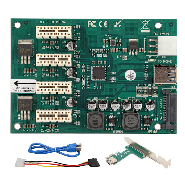 PCI E X1 til 4xPCI E X1 Adapterkort Plug and Play PCB PCI E X1 Adapterkort til Windows til Linux