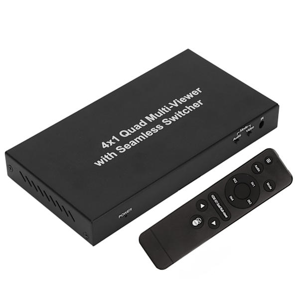 HD Multimedia Interface Splitter 4 i 1 ut 1080P HD Multimedia Interface Switcher med fjärrkontroll 100‑240V 4 i 1 ut Splitter EU-kontakt