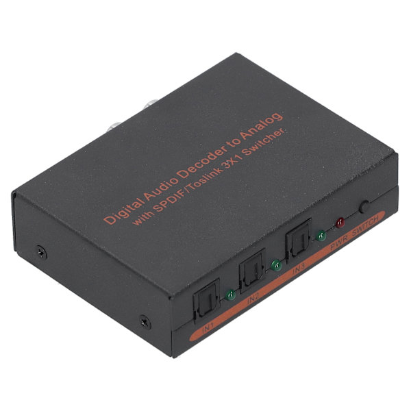 3x1 optisk fiber digital ljudavkodare optisk till för SPDIF/AV/RCA-omvandlare 100‑240VUK-kontakt