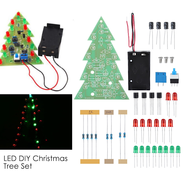 LED DIY PCB kredsløbskort kit blinkende træ 3D juletræ elektroniske dele sæt