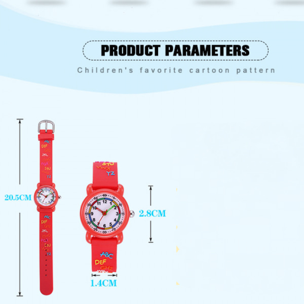 3D watch, söt silikonrem med tecknad printed , vattentät watch för flickor och pojkar 2-12 år gamla, bästa presenten för barn (röd)