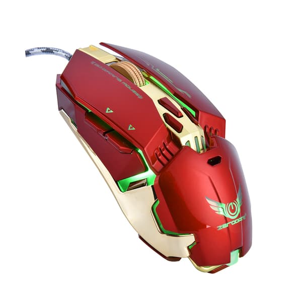 zerodate X800 3200 DPI LED-lys kablet USB programmeringsspillmus rød
