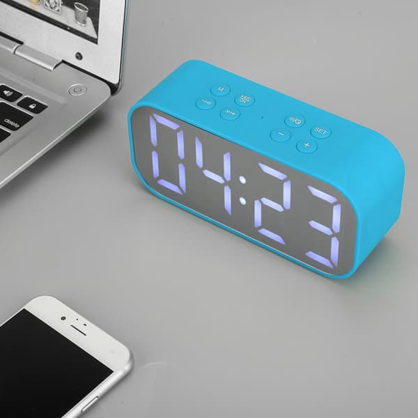 AEC Alarm Clock Speaker BT501 Utendørs Bluetooth Musikkhøyttaler Bluetooth5.0 Blå