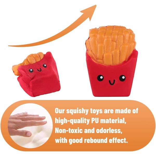 Squishys Mat 10 cm Pommes Frites Leksak Kawaii Mat Mjukt Tryck Pojke Flicka Leksak som Kökspresent Stresslindring Barnleksaker