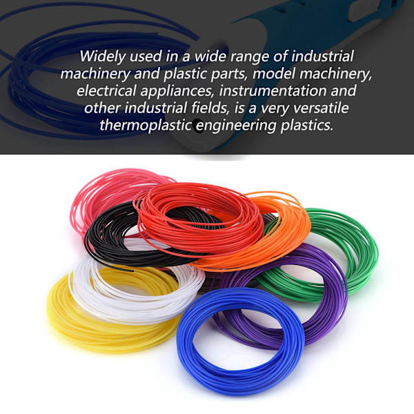 Kryogenisk 3D-printtegnings-printerpenne PLA-forsyningsfilament 10 farver 10 meter 1,75 mm