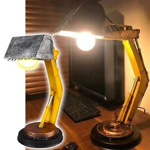 Bordlampe i industriel stil Stabil gravemaskineform LED bevægelig gravemaskine bordlampe til soveværelse