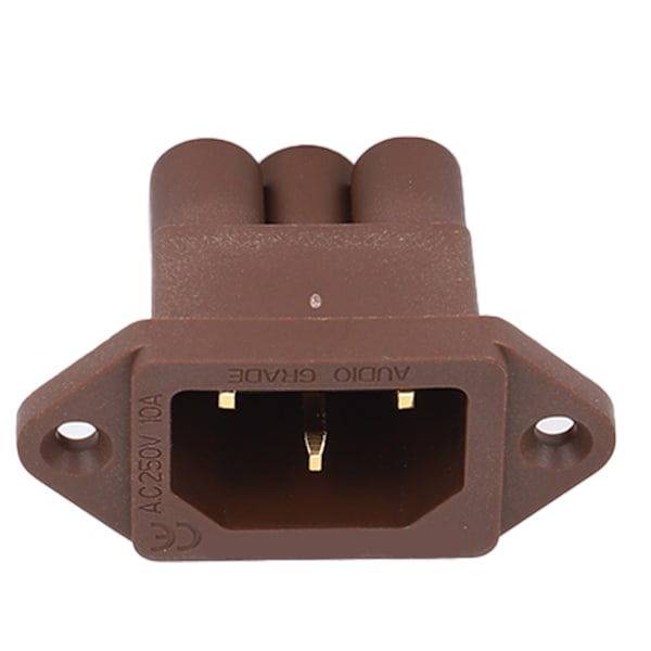 Monosaudio IEC-virtapistoke, puhdasta kuparia, kullattu IEC-paneeliin asennettava pistokeadapteri 100-250 V, ruskea IC71(G)