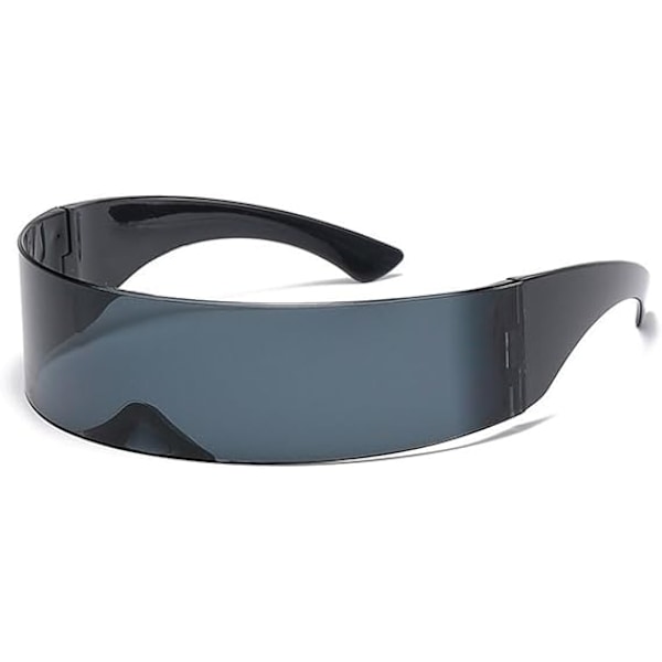 One Piece Wrap Around Sølv Spejl Solbriller Kvinder Mænd Solbriller Shades Solbriller Black
