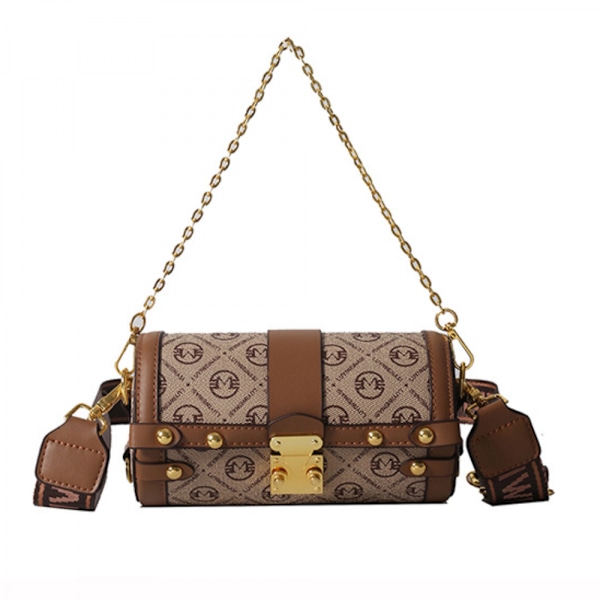 Premium retro cylinder väska dam väska mode hundra axel crossbody väska kedja armhåleväska
