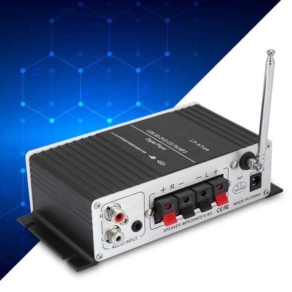 Bluetooth A7 Digital Audio Högtalare Effekt Förstärkare FM med Fjärrkontroll/USB/MP3