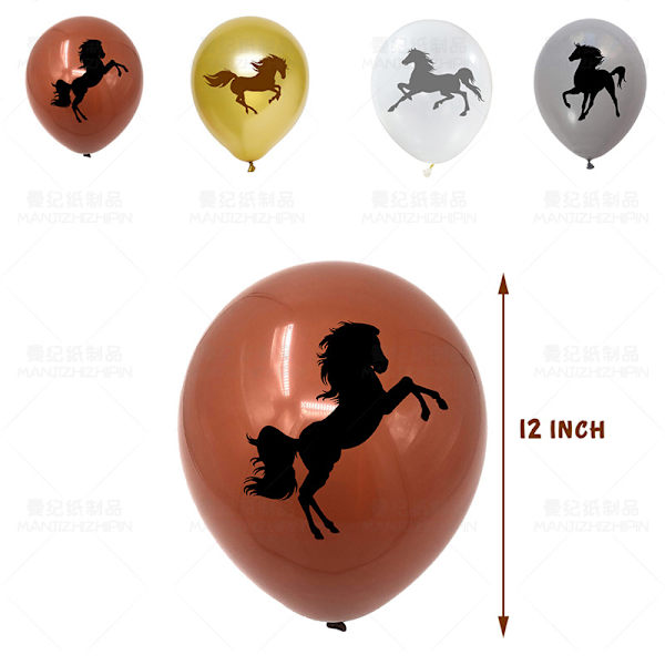 Hest tema fest ballong dra flag dra blomma kort latex ballong set cowboy dekoration rekvisita fest dekoration tillbehör