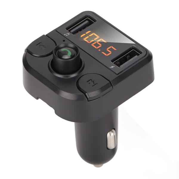 Multifunksjonell LED-billader Bluetooth 5.0 FM-sender håndfri samtale MP3-spiller Dual USB hurtiglading