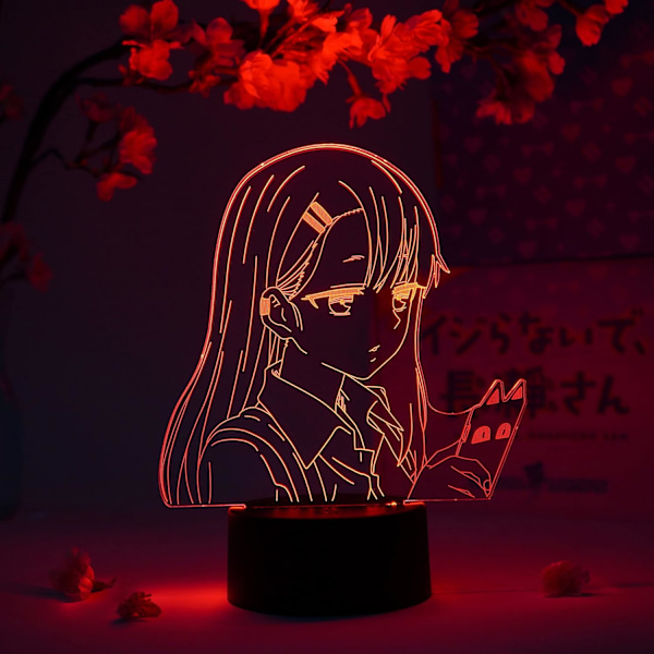Nagatoro Texting Otaku-lampa – Lek inte med mig, Miss Nagatoro – Anime-lampafigur nattlampa, 16 färger RGB LED – Fjärrkontroll, 3D Anime-rum