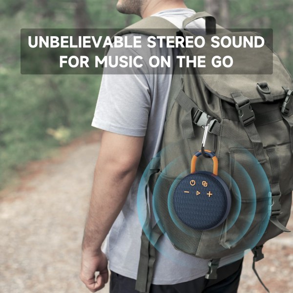 MusiBaby Bluetooth -kaiutin, kannettava kaiutin, kaksoispariliitos, Bluetooth 5.2, kovaääninen stereo, kumiseva basso, 1500 minuutin soittoaika kotiin, matka, allas, lahjat navy blue