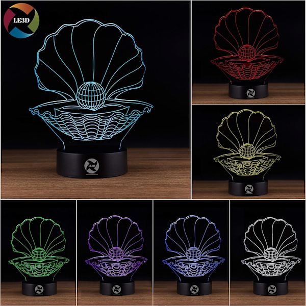 3D Optisk Illusions Nattlys - 7 LED Fargeskiftende Lampe - Kaldt Mykt Lys Trygt for Barn - Skaper Fantastiske Drømmer