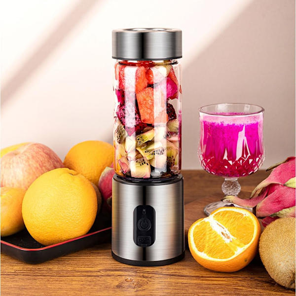 Bärbar Blender, 14 Oz Personlig Blender För Shakes och Smoothies med 6 Blad, Rostfritt Stål Mini Blenderkopp, 4000mah Usb Laddningsbar