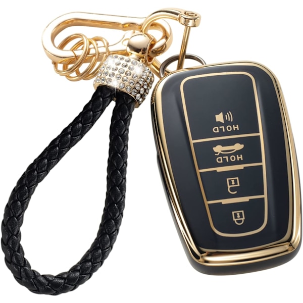 Nyckelringsskydd för Toyota med snodd, bilnyckelskydd för 2018-2022 Camry Highlander RAV4 C-HR Avalon Prius Corolla GT86 Smart Key Holder