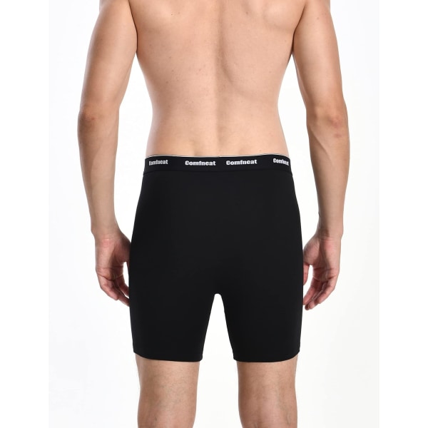 Herre 6-pakning boksershorts myke pustende undertøy S-XXL Open Fly All Black XL