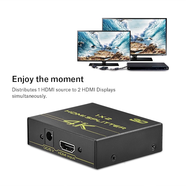 Mini 1 x 2 Full HD 4K x 2K HDMI-jakaja 1 sisään 2 ulos jakajat V1.4a 3D 1080P