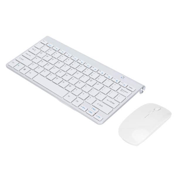 Tangentbord Mus Combo Trådlös 2.4G USB Ultratunn Bärbar Ergonomisk Slitstarkt Tangentbord och Mus för Notebook DatorSilver