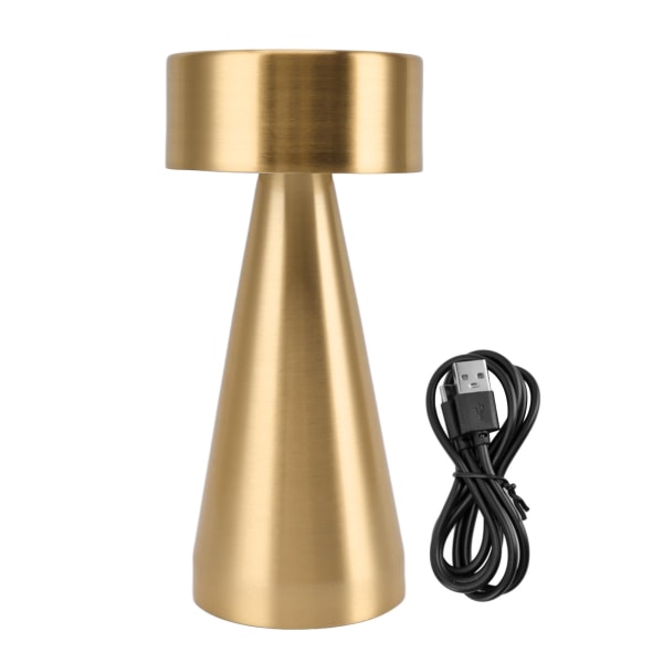 Bærbar LED-bordlampe i metal med berøringssensor 3 farve Trinløs dæmpning Natbord Skrivebordslampe Genopladelig natlampe Guld