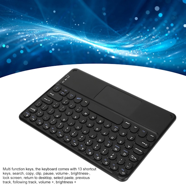 10in Trådlöst Bluetooth Touchpad-tangentbord Retro Rund Tangentknapp Ergonomiskt Magnetiskt Stöd Touch Gestures för Windows för IOS Svart