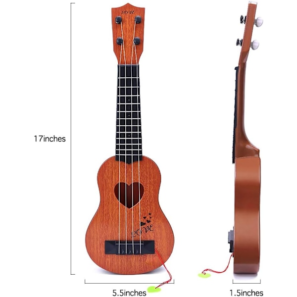 YEZI Barnens Leksak Klassisk Ukulele Gitarr Musikinstrument, Brun